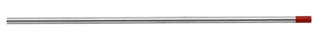 The CK Worldwide Tungsten 3/32 x 7 2% Thoria (T3327Gt2-3) features a smooth, silver cylindrical rod with a solid red cap, commonly used in TIG welding and shown horizontally on a white background.