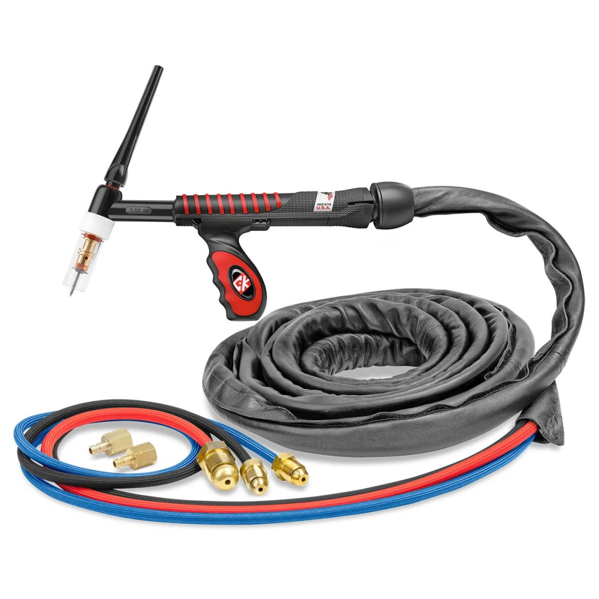 CK Worldwide - Ustl312Sf - 350 Amp Rigid Head Tig Torch, Water-Cooled, 12.5' Superflex Cables, Trim Line - Ustl312Sf - WeldingMart.com