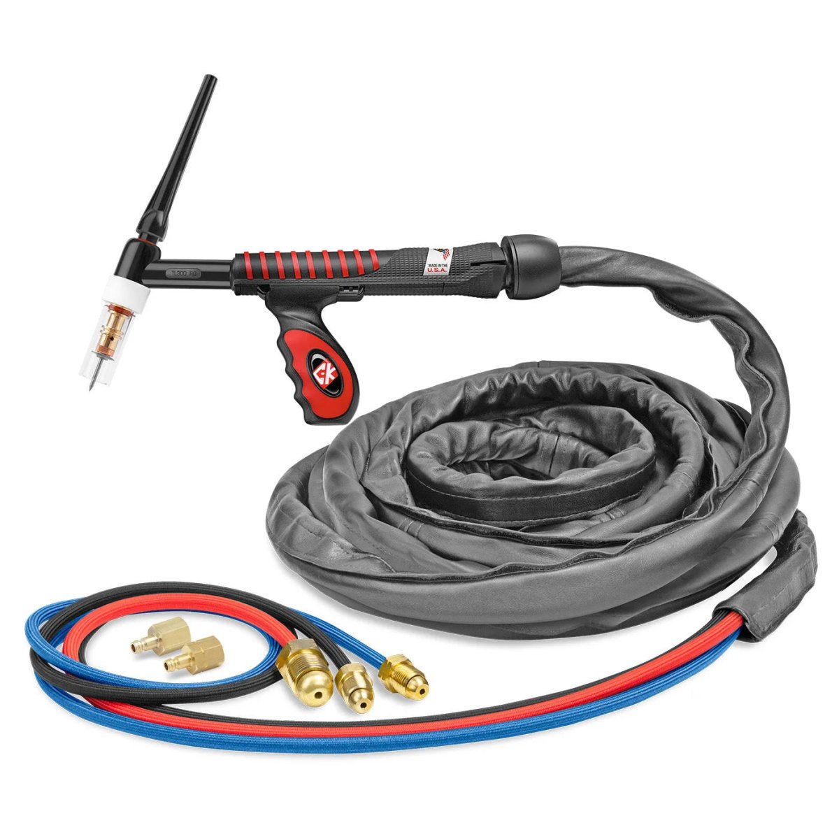 CK Worldwide - Ustl325Sf - 350 Amp Rigid Head Tig Torch, Water-Cooled, 25' Superflex Cables, Trim Line - Ustl325Sf - WeldingMart.com