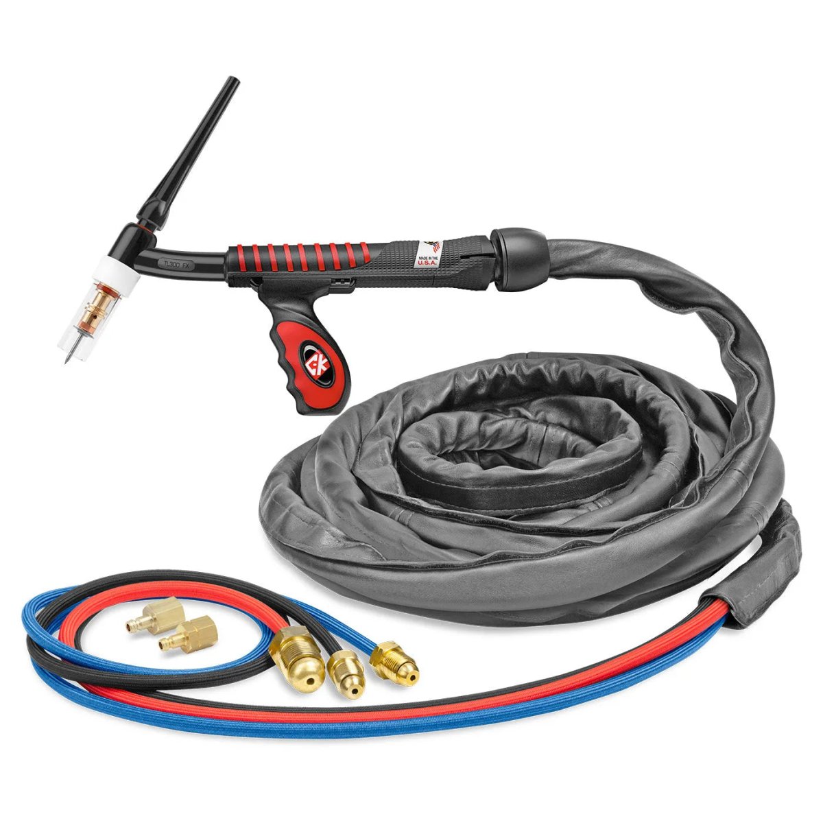 CK Worldwide - Ustl325Sf Fx - 350 Amp Flex Head Tig Torch, Water-Cooled, 25' Superflex Cables, Trim Line - Ustl325Sf Fx - WeldingMart.com