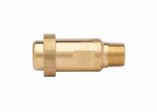 Harris 1/2" NPT Manifold Union Nipple 9005703 for welding manifolds, hex end and threaded connection, shown on white background.