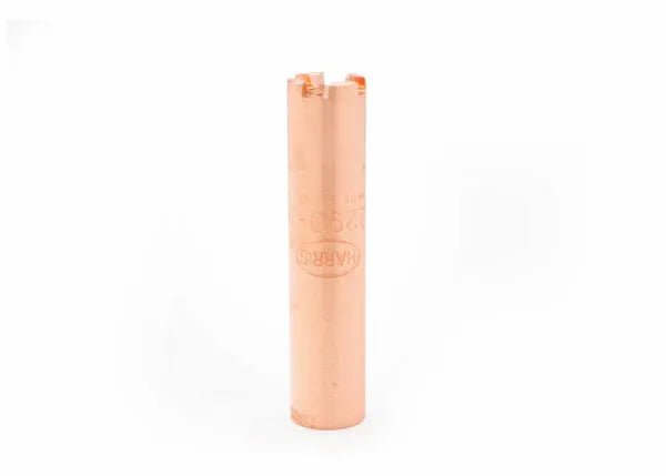 A single copper-colored cylindrical heavy-duty heating tip stands upright on a white background. The nozzle features a smooth surface with slight markings and an open top with notched edges, ideal for intense propane heating applications.