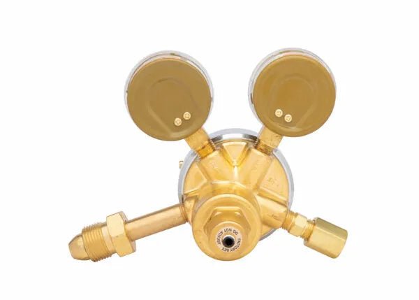 Harris 2561-125C-580 Two Stage Regulator for Argon/Helium/Nitrogen with dual gauges, welding gas control, 3300912 model.