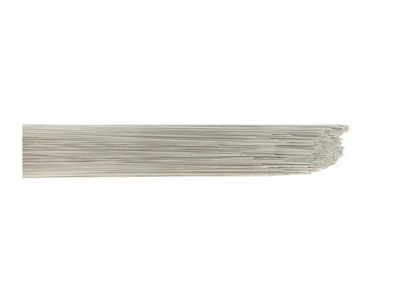 A 10LB box of Harris 308L Stainless Steel TIG GTAW Welding Rods (.030 x 36) is stacked horizontally against a white background, with uniform rods packed closely together and their ends aligned on the right.