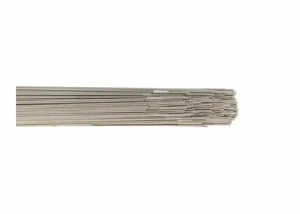 A bundle of Harris 317L Stainless TIG GTAW Welding Rods (1/8 x 36, 10# - 317LT60) is neatly stacked on a white background, with the smooth, uniform rods slightly fanned at one end.