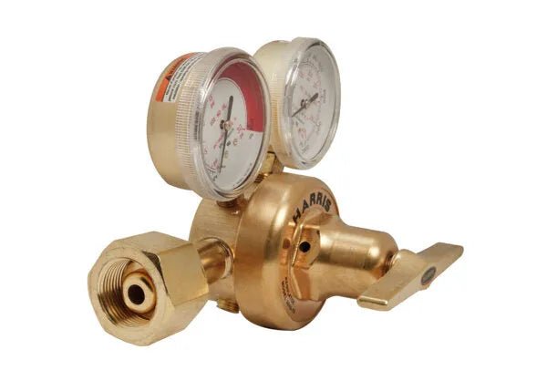Harris 3510-15 RH Single Stage Non-Fuel Gas Regulator with dual gauges for precise welding gas flow control, WeldingMart tool.