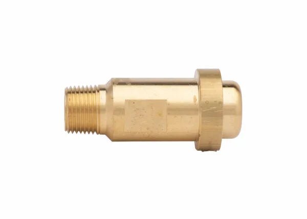 Harris 3/8" NPT Manifold Union Nipple 9005759—welding accessory with threaded male end and hex for tightening on white background.