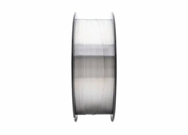 A Harris 5356 Aluminum MIG GMAW Welding Wire 3/64 1# spool (0535621) is shown neatly wound on a cylindrical plastic reel, displayed upright and photographed from the side against a white background.