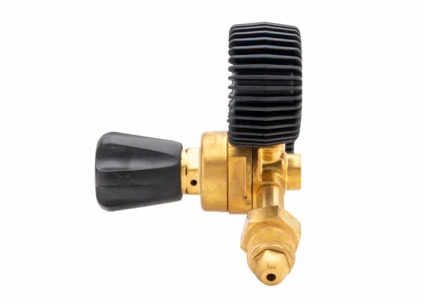 Harris 601-400-580 Argon/Nitrogen Regulator for welding, brass body, dual knobs, threaded, HVAC purging, WeldingMart tool.