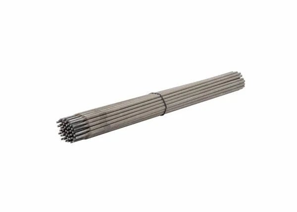 A box of Harris 6013 Stick SMAW Welding Rods (3/32 x 10), model 60135010, tightly grouped and held by a wire. The straight metallic rods have uniform length and darkened tips, shown on a plain white background.