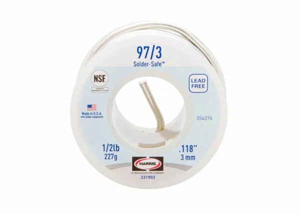 Harris 97/3 Lead-Free Solid Wire Solder 0.118 in 1/2 lb Spool - 331903 - WeldingMart.com