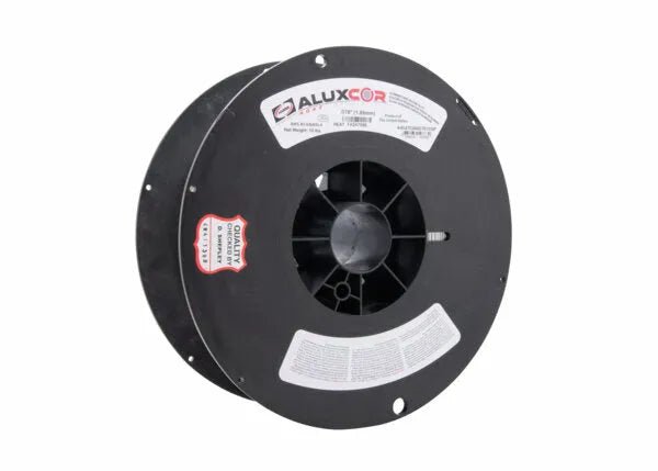 Harris ALUXCOR 4047 Aluminum Flux Cored Brazing Alloy .078"x10lb spool for HVAC, welding tools, white/red label, on white background.