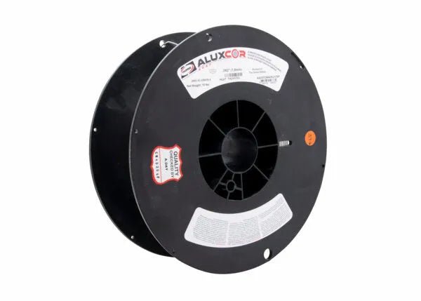 Harris Aluxcor 4047 F15.1 Aluminum Brazing Alloy Spool, .062"x10lb, welding tool for HVAC aluminum, shown with labels.
