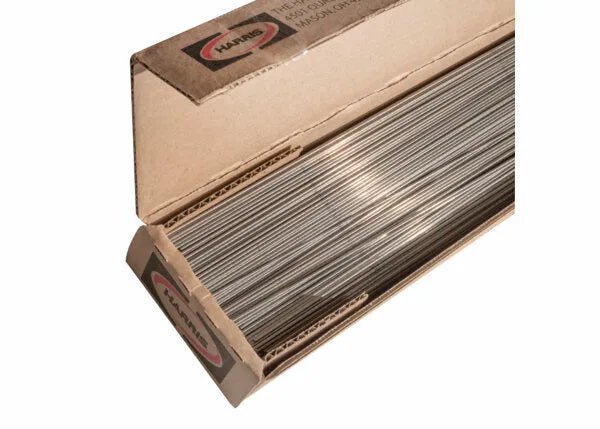 Harris Blockade Phos-Copper brazing alloy rods 3/32 in, 25 lb box; welding accessory with visible red and black logo.