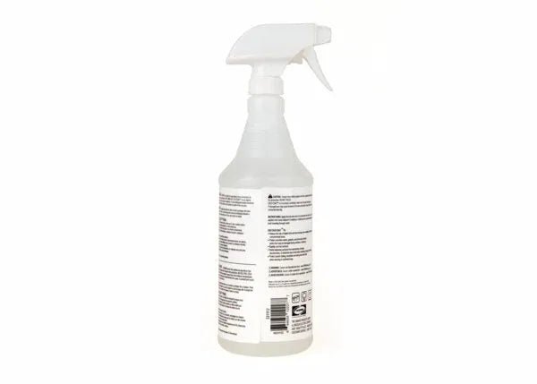 The Harris Cold Coat™ Thermal Shield Gel Spray 6PK - 331912 is shown from the back in a translucent plastic spray bottle with a white trigger nozzle. The label displays black printed instructions, icons, and barcodes visible on the curved surface.