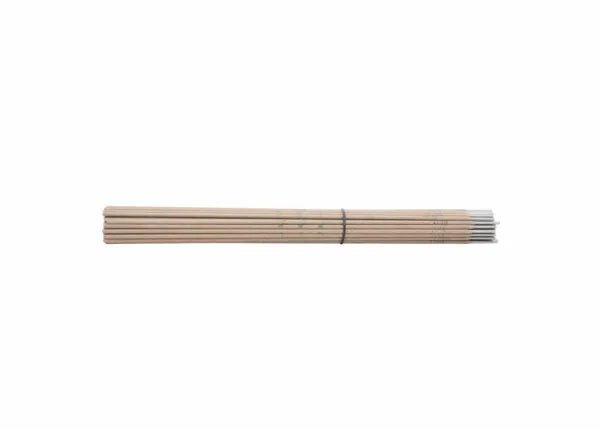 A bundle of thin, light brown sticks, bound by a black band and resembling Harris E6011 1/8 Welding Rods (10lb Box 60116010), sits on a plain white background. One end appears darker, ready to be used.
