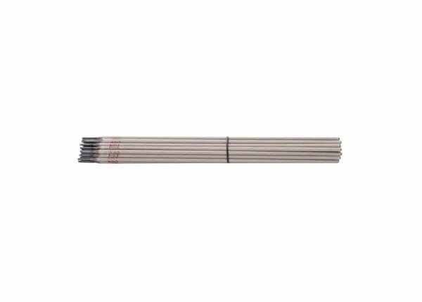 A box of Harris E7018 Stick SMAW Welding Rods (5/32, 10-box, 70187010) with dark tips, neatly aligned and secured by a black band, set against a plain white background.
