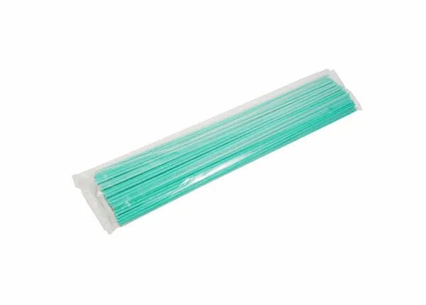 A clear plastic bag holds Harris 017FC60 - Harris® 170FC flux-coated nickel-silver green brazing alloy rods, 1/8 x 18 in., neatly bundled and lying flat on a white background.