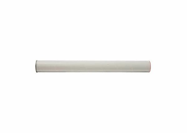 A single Harris 017FC60 flux-coated nickel-silver green brazing alloy rod (1/8 x 18 in.) with slightly rounded ends is centered on a plain white background, appearing smooth and uniform with minimal texture or shadows visible.