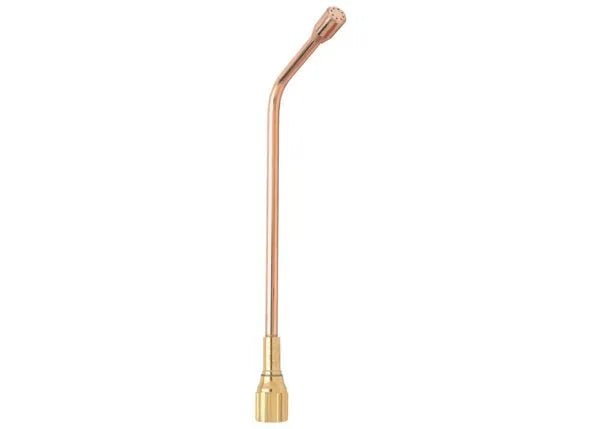 Harris H-16-1 1800100 brass torch tip for oxy-acetylene welding, fits Harris handles, curved neck, ridged nozzle—WeldingMart.