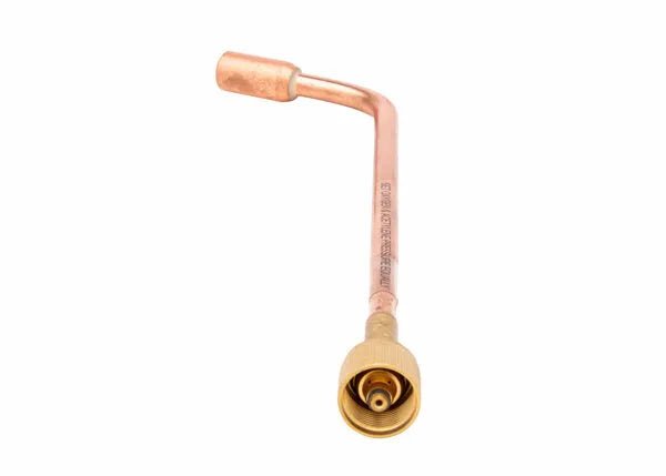 Harris H-16-2 Heating Assembly Torch Head with brass connector, curved tube, and tips for welding or oxy-acetylene heating.