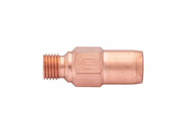 A tellurium copper brazing tip with a threaded end and cylindrical shape, isolated on a white background.