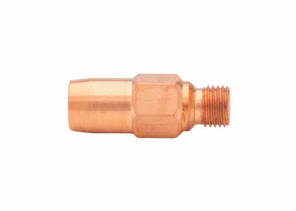 A tellurium copper heating tip with a hexagonal center section and threaded end, isolated on a white background.