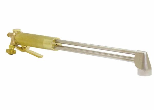 Harris QC136236 136-2L Cutting Torch for welding, brass & silver build, dual tubes, alternate fuel control; on white background.
