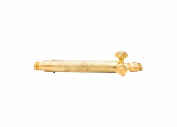Harris 1401820 18-5 Automatic Welding Torch Handle with check valves, adjustment valves, and connectors on white background.
