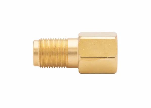 Harris Model 2357-3 Nipple for 2290 heating tips, welding accessory with male thread and hex female end, white background.