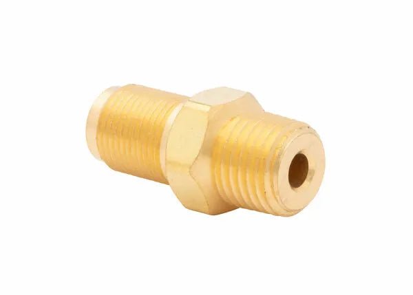 Harris Model 2357 Nipple for 2290 Heating Tips, male threaded welding fitting, hex center for secure pipe connections.