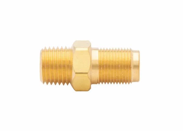 Harris Model 2357 Nipple for 2290 Heating Tips (9000734), welding accessory with dual male threads, shown on white background.