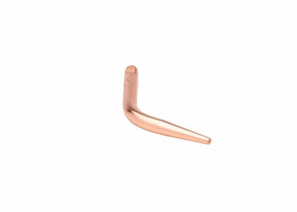 A single copper pipe with a 90-degree bend, set against a plain white background, is perfect for use with an acetylene hydrogen welding brazing tip like the Harris Model 23A90.