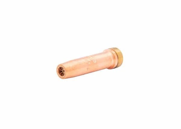 Harris Model 3690-00P Hand Cutting Tip 1500600 for welding, copper with brass base, precision opening shown on white background.