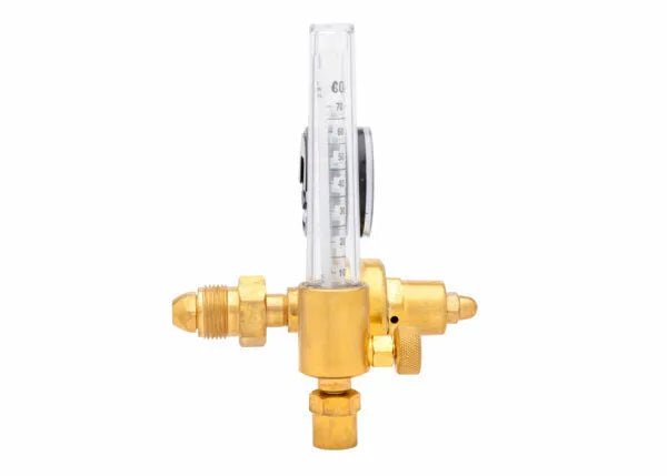 Harris 3100575 Flowmeter Regulator for welding, brass argon regulator with vertical flowmeter, precise gas control tool.