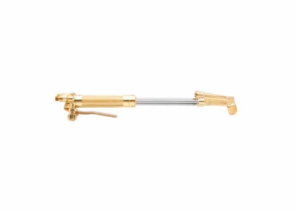 Harris 1003351 62-5AEL 36" heavy-duty welding pump, gold/silver finish, lever, hose, and 70° head, shown on white background.