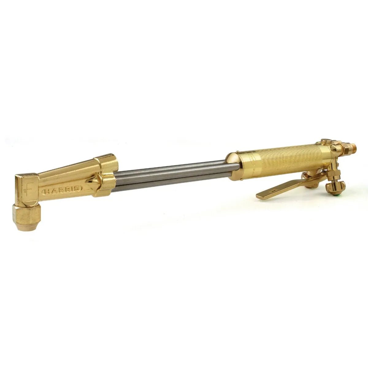 Harris 1003450 62-5F 18" cutting torch with 90° head, brass/silver build, FlashGuard, for welding and metal cutting tools.