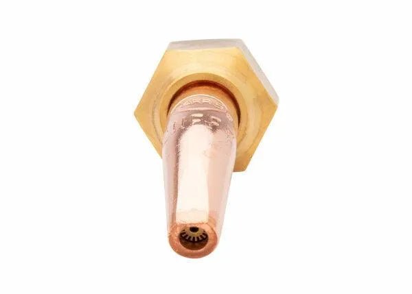 Close-up of Harris 6290-2NFFR Rivet Cutting Tip 1501090 for Harris torches, welding accessory showing threaded base and orifice.