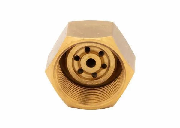 Harris 6290-2NFFR Rivet Cutting Tip (1501090), brass nozzle for welding, heavy-duty torch accessory, internal threads, vent holes.