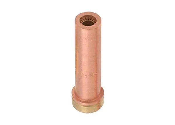 The Harris Model 6290-5NFW Specialty Rivet Washing Tip (1501100) features a cylindrical copper shape with circular perforations at the top, a wider base, and a smooth metallic finish that contrasts against a plain white background.