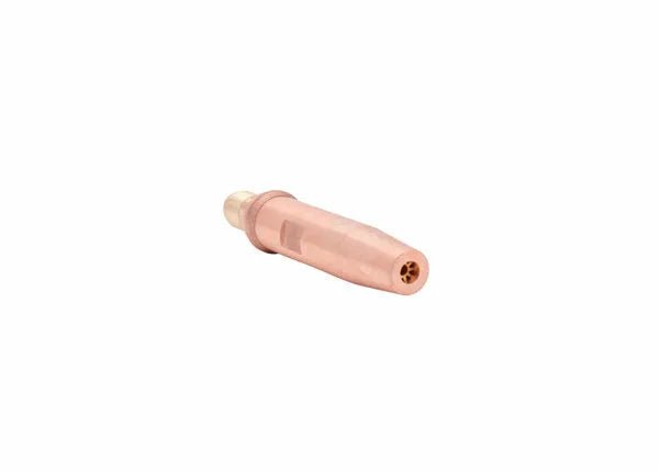 Harris Model 8090-3 Machine Cutting Tip 1501940, copper welding tool with tapered end and holes, on white, WeldingMart.