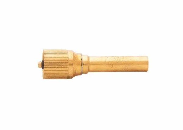 The Harris Model B-15-3F Equal Pressure Mixer - 9105207 is shown horizontally against a white background, with a ribbed grip and threaded end on the left. Designed for low-pressure mixing, brazing, and heating applications.