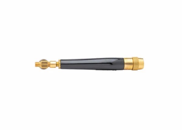 Glass cutter with black handle, gold accents, and circular wheel, similar to Harris 1400086 HAS-400 Inferno welding torch handle.