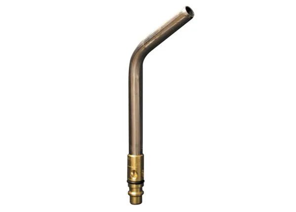 Harris HT-4i Inferno Swirl Heating Tip for welding torches, with quick connect brass base and curved stainless steel tube.