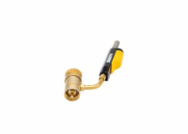 Harris 1400359 HTS99 auto-ignite air fuel hand torch with brass nozzle, black handle, yellow trigger—top welding tool at WeldingMart.