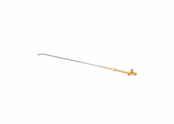 The Harris Model K-43-1 with 36 in. tip tube is a heavy-duty heating torch assembly (1801350) featuring a gold-colored handle with adjustment knobs, slightly curved metal tip, and is shown on a plain white background.