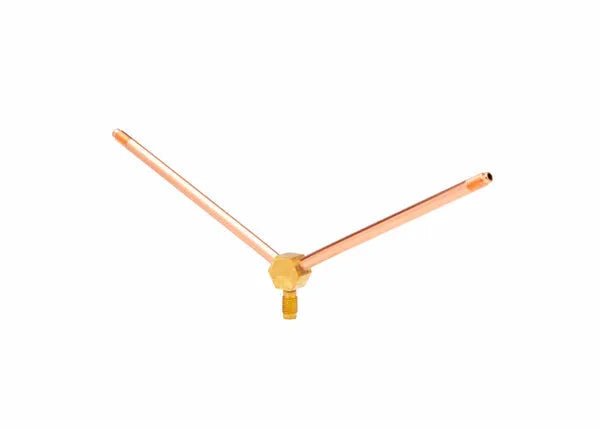 Two metallic clock hands, one longer than the other, from the Model TH-50-2XLT, are attached to a small golden central hub and set against a plain white background with no clock face visible.
