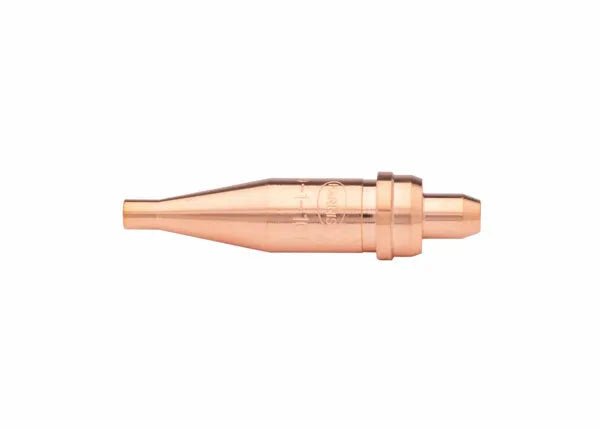 Harris V1-101-0 V-Series Hand Cutting Tip (1502090) for welding torches, engraved markings, metal cutting tool on white background.