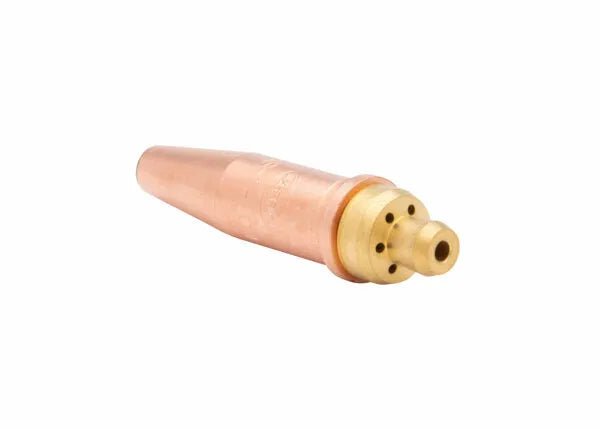 Harris V1-101AC-2 V-Series Cutting Tip 1502073 for acetylene torches, copper/brass, welding tool accessory, white background.