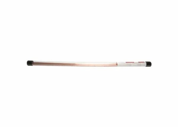 The Harris R45 W1060 Copper-Coated Oxy-Fuel TIG GTAW Welding Rod 1/8 x 36, packaged in a 50LB box (W106060U), features black end caps and a white section with red markings, shown isolated on a plain white background.